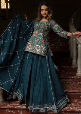 Royal Blue Heavy Designer Sequence Work Lehenga Kurti Style Suit  Indian  Heavy Anarkali Lehenga Gowns Sharara Sarees Pakistani Dresses in  USAUKCanadaUAE  IndiaBoulevard