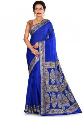 Royal Blue Woven Pure Silk Saree