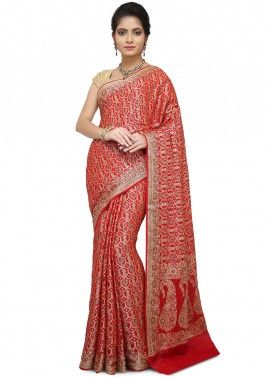 Red Zari Woven Pure Silk Saree