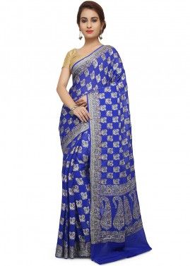 Royal Blue Pure Silk Woven Saree