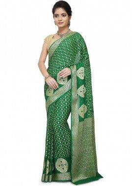 Green Woven Pure Silk Saree