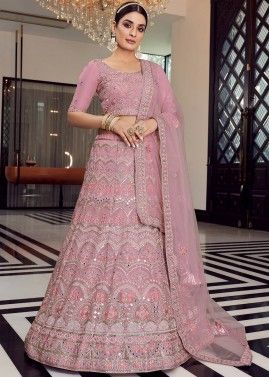 Pink Embroidered Lehenga Choli For Bridesmaid