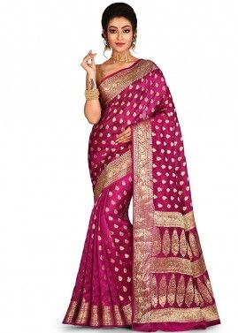 Magenta Pure Banarasi Silk Woven Saree