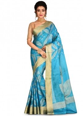 Light Blue Woven Pure Banarasi Silk Saree