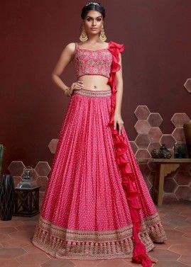 Pink Bandhej Printed Bridesmaid Lehenga Choli