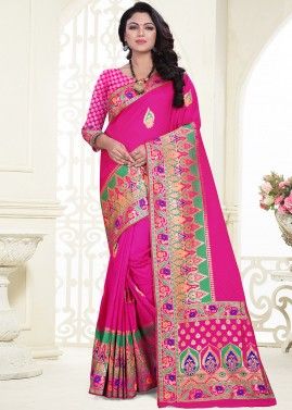 Banarasi Silk Pink Woven Saree 