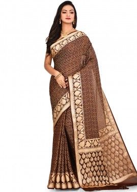 Brown Pure Silk Woven Saree With Blouse