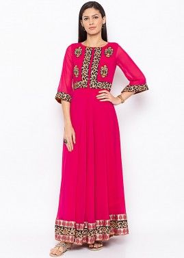 Readymade Pink Embroidered Top Bottom Set
