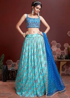 Buy DEWASU Kanjivaram Pure Zari Silk Traditional Unstitch Lehenga Choli,  Half Saree For Women GOLDAN BLUE at Amazon.in