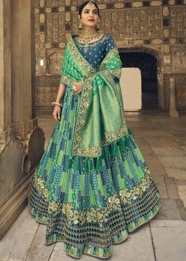 Multicolor Embroidered Lengha Choli With Dupatta 