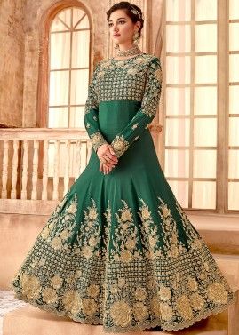 Green Embroidered Bridal Abaya Salwar Kameez