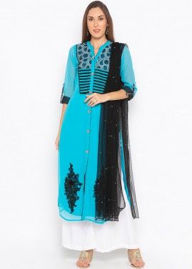 Readymade Light Blue Georgette Palazzo Suit