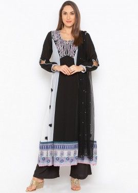 Readymade Black and White Embroidered Pant Suit