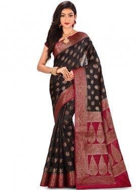 Black Woven Pure Banarasi Silk Saree