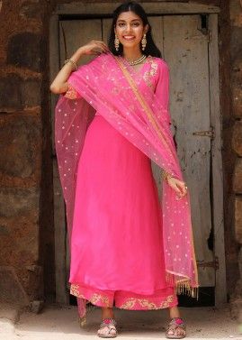 Readymade Pink Embroidered Palazzo Suit