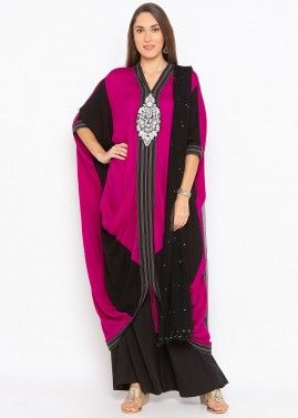 Readymade Pink and Black Cowl Style Palazzo Suit