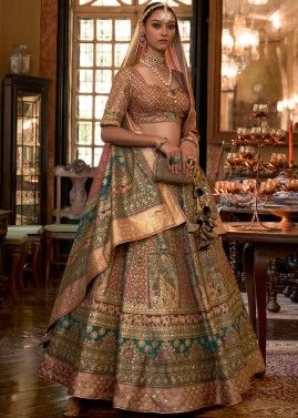 Buy Mocha Brown Ready-To-Wear Saree With Embroidered Blouse In Knit Fabric  And Pleated Satin