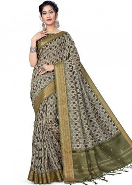 Multicolor Digital Printed Saree With Blouse