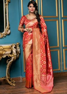 Red Woven Banarasi Silk Bridal Saree