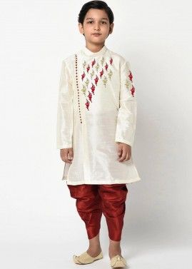 White Readymade Kids Dhoti Kurta For Wedding Wear