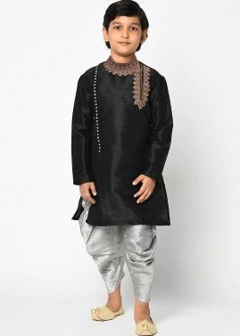 Black Festive Wear Readymade Dhoti Kurta For Kids