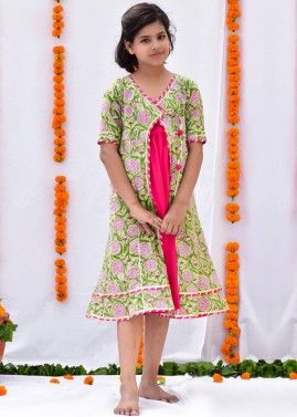 Readymade Pink Jacket Style Dress For Kids