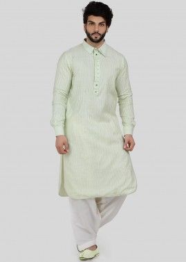 Readymade Green Linen Pathani Suit
