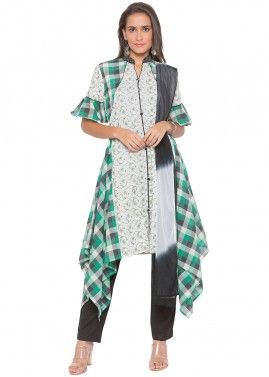 Multicolor Bell Sleeved Readymade Pant Suit