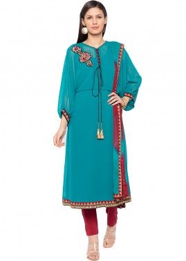 Readymade Straight Cut Pant Suit In Blue