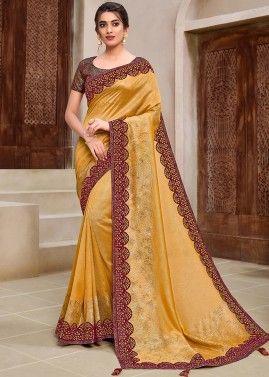 Yellow Traditional Saree In Georgette