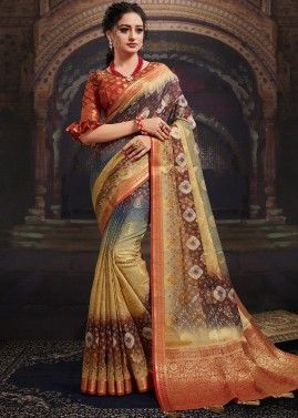 Multicolor Bandhani Print Saree With Blouse
