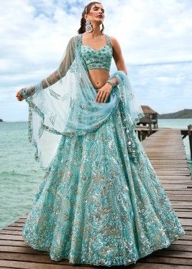 Blue Bridesmaid Lehenga Choli In Sequins Work