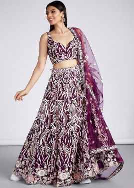 Purple Bridesmaid Embroidered Lehenga Choli