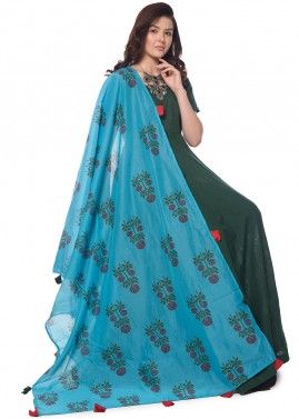 Readymade Green Anarkali Suit In Cotton