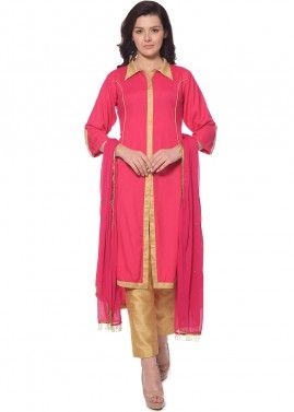 Pink Asymmetrical Readymade Pant Salwar Suit