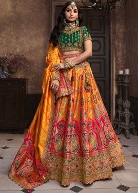 Yellow Unstitched Bridal Lehenga Choli Online For Haldi India USA UK –  Sunasa