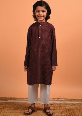 Brown Readymade Kurta Pajama For Kids