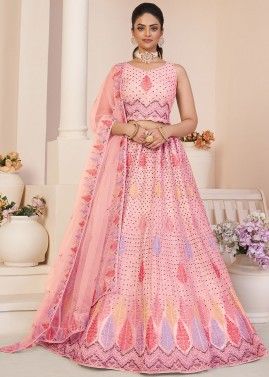Pink Sequins Embellished Lehenga Choli