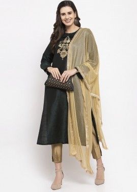 Readymade Bottle Green Embroidered Pant Salwar Suit