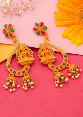 Traditional Stone Studded Golden Designer Earrings