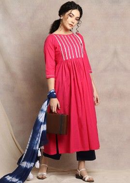 Readymade Pink Gota Patti Embellished Pant Salwar Suit