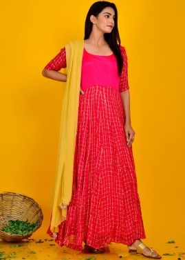 Pink Readymade Georgette Woven Salwar Suit