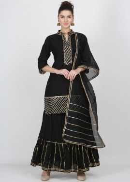 Black Gota Patti Embellished Readymade Gharara Suit