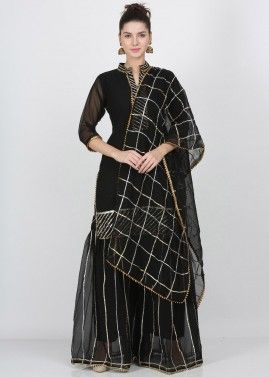 Readymade Black Gota Patti Embellished Gharara Suit