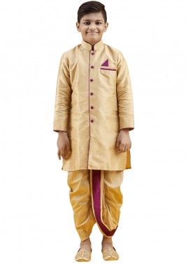 Readymade Golden Silk Kids Kurta & Dhoti