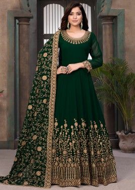 Green Abaya Style Georgette Salwar Kameez