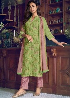 Green Sequins Embroidered Salwar Suit