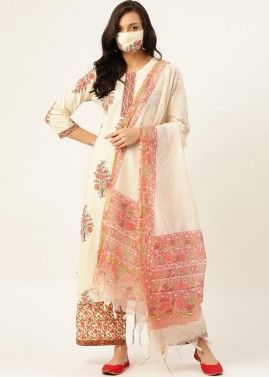 Off White Readymade Cotton Palazzo Suit 