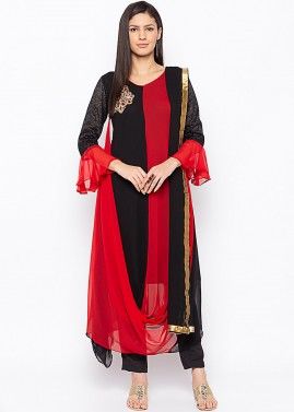 Readymade Black Bell Sleeved Pant Style Suit Set