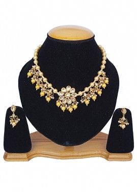 Yellow Beaded Alloy Based Necklace Set